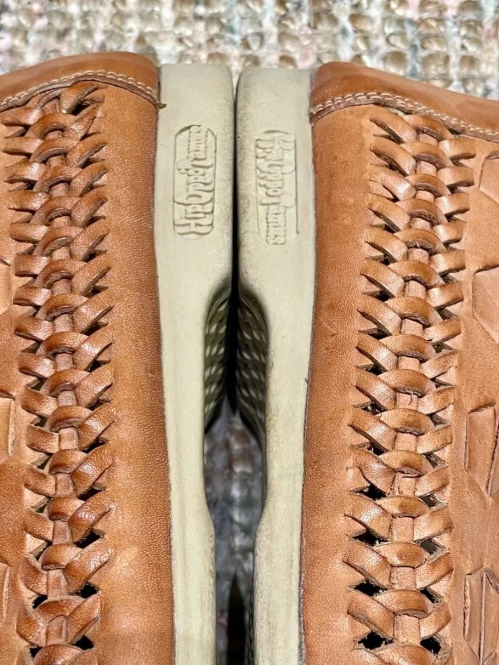 HipOppoTamus Vintage Tan Woven Leather Lace Huarache Oxfords Hand Made in Brazil